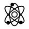 Atom vector icon. Black and white illustration of science . Solid linear atom icon.