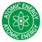 Atomic energy, round green badge .