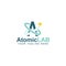 Atomic logo design, electron particles