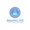 Atomic logo design, electron particles