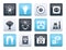 Atomic and Nuclear Energy Icons over color background