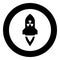 Atomic rocket flying Nuclear missile weapons Radioactive bomb Military concept icon in circle round black color vector