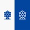 Atomium, Landmark, Monument Line and Glyph Solid icon Blue banner