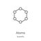 atoms icon vector from scientific collection. Thin line atoms outline icon vector illustration. Linear symbol for use on web and