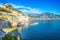 Atrani. Aerial view of Atrani famous coastal village located on Amalfi Coast