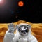 Atronaut on the extrasolar planet. Elements of this image furnished by NASA