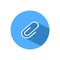 Attach a flat news color icon with a long shadow on the blue circle. illustration