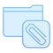 Attached folder flat icon. Folder with clip blue icons in trendy flat style. Computer folder gradient style design