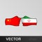 attack china iran hand gesture colored icon. Elements of flag illustration icon. Signs and symbols can be used for web, logo,