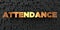Attendance - Gold text on black background - 3D rendered royalty free stock picture