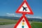 Attention air traffic road sign
