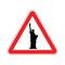 Attention America. Statue of Liberty on red triangle. Road sign