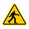 Attention Bigfoot. Caution Yeti. Yellow triangle road sign