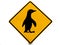 Attention Blue Penguin Crossing Road Sign