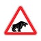 Attention bull. Caution Buffalo. Red road sign Danger