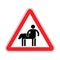 Attention Centaur. Warning red road sign Half man half horse. Caution Mythical  creature