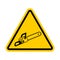 Attention Chainsaw. Warning yellow road sign. Caution Sawing