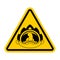 Attention Child tantrum. Caution Boy crying open mouth. yellow triangle road sign