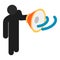 Attention concept icon isometric vector. Standing stick figure holding megaphone