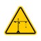 Attention Construction site. Caution development. Yellow road triangle sign Lifting crane