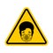 Attention Coronavirus. Warning yellow road sign. Caution Man in medical mask. Danger Epidemic Disease