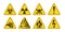 Attention dangerous yellow elements set. Warning signs.