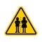 Attention Divorce family sign. Caution yellow road sign Scissors cut married couple. Concept of end of love relationships