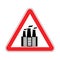 Attention Factory. Environmental pollution prohibited. Red triangle road sign Caution!