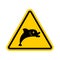 Attention Fish. Yellow prohibitory road sign. Danger of Fishing