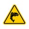 Attention Fish. Yellow prohibitory road sign. Danger of Fishing