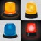 Attention flasher icon set, realistic style