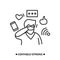 Attention focus icon. Man ignoring social media distractions simple vector illustration.