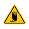 Attention French fries. Dangers of yellow road sign. Fast food C