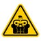 Attention gamer. Yellow road sign danger. Caution guy plays video game. Vector illustration