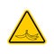 Attention garbage. Peel from banana on yellow triangle. Road sign Caution trash