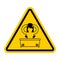 Attention girl in bath. yellow prohibitory sign of danger. Vector illustration