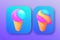 Attention-grabbing pictogram of two ice cream cones.