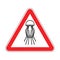 Attention Jellyfish. Caution red road sign Marine animal. Vector