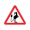 Attention Jerboa. Caution Steppe animal. Red triangle road sign