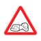 Attention kid sleep. Danger Baby. Red Caution road sign Poor. Ne