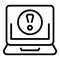 Attention laptop support icon outline vector. Customer chat