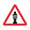 Attention Mafia victim. Caution gangster prey. Red road sign. Ma