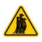 Attention Meerkat. Warning yellow road sign. Caution Small mongoose