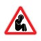 Attention panic sign. No Scared man holding his head. Red triangle road sign