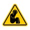 Attention panic sign. No Scared man holding his head. Yellow triangle road sign