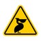 Attention Pelican. Caution Waterfowl. Yellow road sign Danger