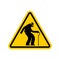 Attention pensioner. Warning yellow road sign. Caution Old man