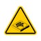 Attention pizza box. Warning yellow road sign fast food. Caution symbol