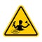Attention Plumber on Sewer. Warning yellow road sign. Caution  Working on collector
