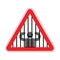 Attention prison. Caution jail. Red road sign. Warning Criminals